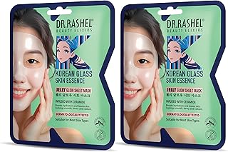 Dr.Rashel Korean Glass Skin Essence Jelly Glow Sheet Mask | With Ceramide | Hydrating & Brightening Face Mask for Smooth Dewy Skin | Dermat Tested | P
