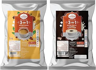 Namaste Chai 3 in 1 Combo Pack of Instant Premix Masala Chai and Instant Premix Coffee with Morning Breakfast, Pack of 2 (1kg Each)