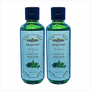 Khadi Herbal Body Wash | 100% Natural Neem & Tulsi | Purifying & Refreshing Shower Gel for All Skin Types | Sulfate & Paraben Free | 420ml