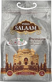 India Salaam Premium Basmati Rice 5kg | Extra Long Grain | Aged Aromatic Basmati | Ideal for Biryani, Pulao & Daily Cooking | Naturally Aged for 24 Mo