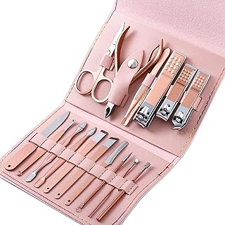 16-in-1 Manicure Set for Women & Men Stainless Steel Nail Cutter, Scissors, Cuticle Trimmer, Grooming Kit with Travel Case Pedicure & Manicure Tools C