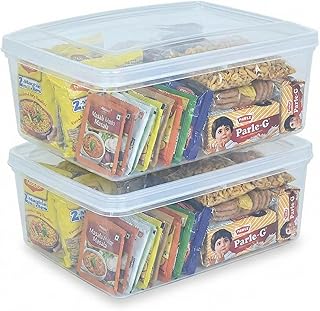 Meepo Home 7.2L Large Kitchen Pantry Storage Container - Airtight Snap-Lid Box for Snacks, Masala Packets & Dry Fruits - Modular & Food Grade - Clear