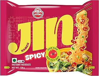 Ottogi Jin Ramen Korean Style Instant Noodles Spicy Flavor 120g, Pack of 2 (240g) | Veg & Authentic Korean Ramen Noodles | The Product of Korea