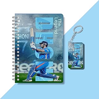 CRAFT MANIACS MS Dhoni Undefeated A5 Ruled 120 Pages Notebook & Free Wooden Keychain Best Gift For Cricket Lovers