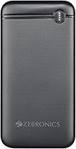 ZEBRONICS Mb10000S11 Power Bank, 10000 Mah, Rapid Charge, 20W Output, Dual USB Output, Pd 3.0 Type C, Built in Protections, Tablets Led Indicator, Mad