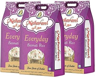 Maharani Everyday Basmati Rice 5kg x3 (15kg) | Steam Medium Grain White Rice| Long Grain | Daily Use | Perfect for Daily Indian Cooking | (Cooked leng
