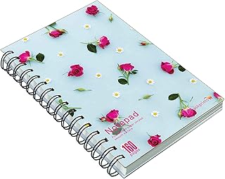 Hardcover"Floral Blue" Unrulled Wiro Spiral Notebook (15 X 21cm)
