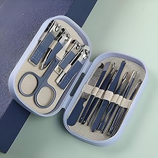 14 in 1 Stainless Steel Nail Clipper & Ear Spoon Set | Manicure Pedicure Grooming Kit with Glass File | Ultra Sharp Nail Cutter for Thick Toenails | P