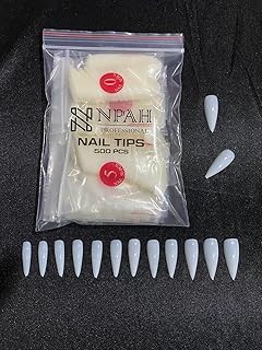 NPAH Acrylic Nail Tips – 500 Pieces False Nails 12 Size for Extension, Professional Nail Art Salon Manicure Set (Natural, M10N)