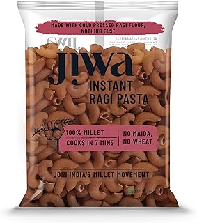 Jiwa Instant Ragi Macaroni Pasta | 200 G | Cooks In 7 Minutes | Ready To Cook | 100% Millet | No Maida, No Atta | Gluten Free