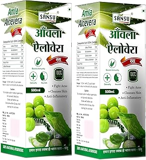 Sansu Amla With Aloevera Juice | Amla aloe vera juice | 500ml. (Pack of 2)