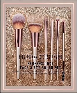 HUDA CRUSH 6 Pcs Makeup Brush Set for Women & Girls | Professional Foundation, Blush, Powder & Lip Brushes | Soft Bristles, Easy Grip Handles, Travel-
