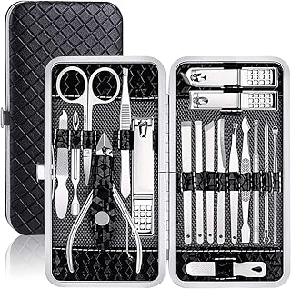 Professional Stainless Steel Essentials Manicure Pedicure Nail Cutter Kit, 16Pcs NailCutter, Scissors, Clipper, Grooming Kit for Men and Women With PU