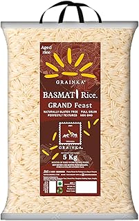 Grainka Basmati Grand Feast || 5 Kg || for Fried Rice & Pulao || Long & Thin Grain Basmati Rice || Steam Rice (5 Kg)