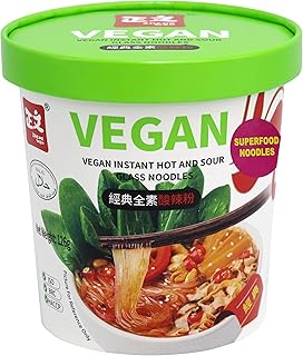 UMAI ZHENGWEN Vegan instant Hot & Sour Glass Noodles 126g| Instant Sweet Potato | Super Food | Healthy | 6 seasonings inside|