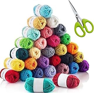 Combo 12 Pcs Wool +1 Scissor/Kaichi Balls Project Hand Knitting Art Craft Soft Fingering Crochet Hook Yarn, Needle Knitting Thread (ZQ1)