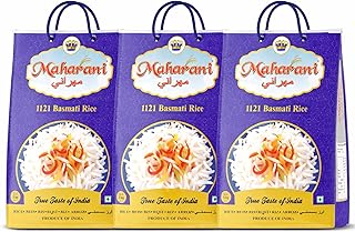 Maharani 1121 Basmati Rice 5kg x 3 (15 Kg) | Premium Long Grain Steam Rice | Aromatic, Fluffy & Non-Sticky | Naturally Aged Basmati for Biryani, Pulao