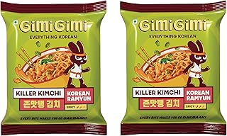 GIMI GIMI - Killer Kimchi | Veg Korean Noodles | Authentic Korean-Style Instant Noodles | 125g Each (Pack of 2)