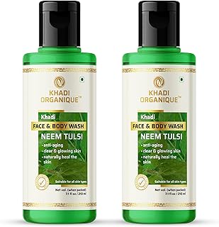 Khadi Organique Neem Tulsi Face & Body Wash | Anti-Acne Cleanser for All Skin Types | Helps to Reduce Scars & Improves Skin Tone | Herbal Face Wash Fo