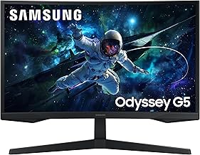 Samsung 27" (68.5cm) Odyssey G5 2K Curved Gaming Monitor|QHD 2560 X 1440|1000R Curved|165Hz|1ms(MPRT)|300nits|Ports-HDMI,DP,Headphone|DP Cable|HDR10|F