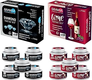 Professional Diamond + Red Wine Facial kit (180 gm + 180 Gm) Sp. Combo Facial Kit For All Type Age women & Men All Type Skin Whitening Facial Kit, Cle