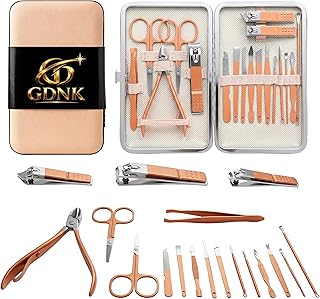 GDNK 18 in 1 Manicure Pedicure Kit Stainless Steel Nail Care Set with Nail Clipper, Scissors & Cuticle Tools Professional Grooming Kit for Men & Women