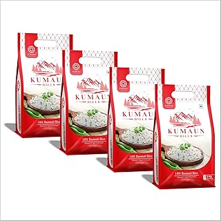 Kumaun Hills (1401) Basmati Rice 20kg (5kg X 4bags) | Guaranteed Long-Grain Rice | Thin, Aromatic & Tasty Basmati