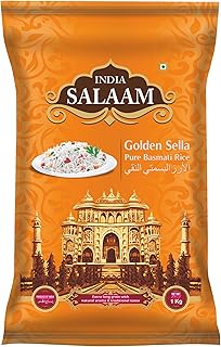 INDIA SALAAM Golden Sella Basmati Rice – 1kg Pack | Extra Long Grain, Premium Aged Parboiled Rice | Naturally Aromatic | Ideal for Biryani, Pulao & Da