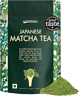 Heapwell Superfoods Japanese Matcha Green Tea Powder, 50 Grams (30 Servings) | Sourced From Shizuoka, Japan