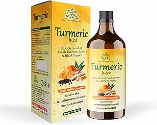 MAPL Pure and Natural Turmeric Juice Cold Pressed Kachi Haldi Juice with Curcumin and Piperine Ayurvedic Detox Drink for Immunity Digestion and Anti I