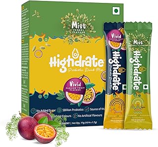 Highdrate Probiotic Drink Mix for Gut Health, Digestion & Daily Hydration | 5 Billion CFU Probiotic Powder & Vitamin C | No Added Sugar | Natural Fenn