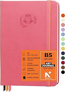NEORAH – B5 – ART JOURNAL | 200Gsm Dotgrid Notebook |160 Pages(25.0 x 17.5 cm) | Lay Flat |Hard Cover Bullet - Journal|3 Bookmarks |Elastic Closure |