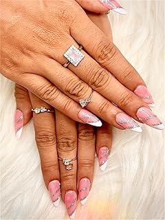 French Blush Press-On False Nails Set – 16 PCS Elegant French Tip Nails, Reusable, Durable, and Easy to Apply for a Natural Manicure Look