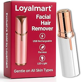 Rechargeable Painless Facial Hair Remover for Women with Light and USB, Eyebrow Trimmer, Upper Lip Shaver, Chin, Cheek, Nose and Face Hair Removal Too