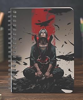 "Naruto Anime Spiral Notebook – Akatsuki Crow Theme Fantasy Illustration – A5 Size Hardcover Unruled Sketchbook, 160 Pages, 100 GSM Multicolor Wire-O
