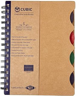 Cubic ECO A5 5-Subject Spiral Notebook – 300 Ruled Pages | Eco-Friendly Kraft Cover | Sturdy Wiro Binding | Ideal for School, Office & Personal Notes