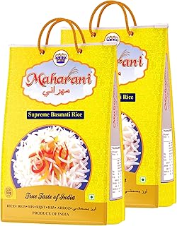 Maharani Supreme Basmati Rice 5kg * 2 (10 Kg) | Premium Steam Rice | Full Grain, Long Grain & Aromatic | Non-Sticky, Naturally Aged Basmati | Perfect