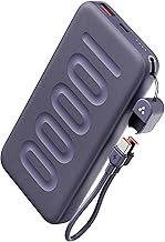 Ambrane 10000mAh Slim & Compact Powerbank with in-Build Type C Cable, 22.5W Fast Charging, USB & Type C Output, Power Delivery, Quick Charge for iPhon
