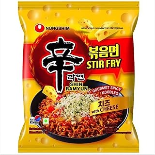 Nongshim Shin Ramyun Stir Fry Gourmet Spicy Noodles with Cheese, 4.8 oz ℮ 136 g