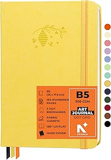 NEORAH – B5 – ART JOURNAL | 200Gsm Dotgrid Notebook |160 Pages(25.0 x 17.5 cm) | Lay Flat |HardCover Bullet - Journal |3 Bookmarks |Elastic Closure| I