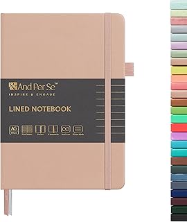 &And Per Se Lined Journal Notebook, 160 Pages, A5 5.7 inches x 8 inches College Ruled Thick Paper Notebook Journals for Writing, Hardcover Notebooks f