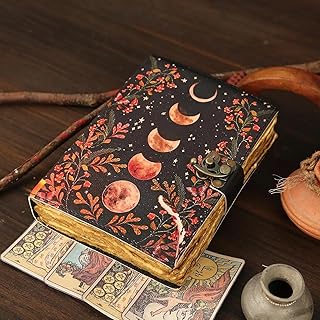 DI-KRAFT Handcrafted A5 120 GSM Premium Vintage Paper Moon UV Printed Diary Leather Journal with Unique UV Print Writing Diary Notebook Unruled Person