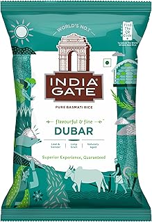 India Gate Dubar Basmati Rice | Long Slender Grains | Fluffy & Non-Sticky | 1 kg