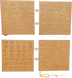 Wooden tracing Board Combined English (Uppercase + Lowercase) and Hindi Consonants Letters with Dummy Pencil for Children Pre-School Hand Writing Prac
