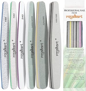 Royalkart Nail Filer Set Nail Buffer Filer Block Natural Manicure Filer Nail Polish Remover Washable Double Sided Emery Boards For Acrylic Nails & Nat