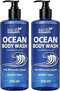 BROER Naturals Ocean Body Wash with Sea Minerals Refreshing Hydrating Shower Gel for Clean Soft Smooth Skin All Skin Types (Pack of 2) 400ml