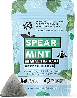 the tea trove Organic Spearmint Herbal Tea Bags - 40 Eco-Friendly Tea Bags (Pack Of 1), 0.04 Kg