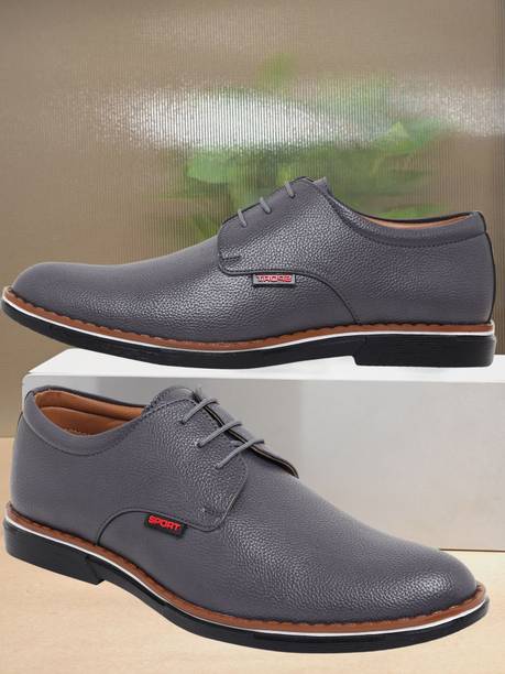 Genuine Synthetic Leather Office Brown Formal Shoes For...