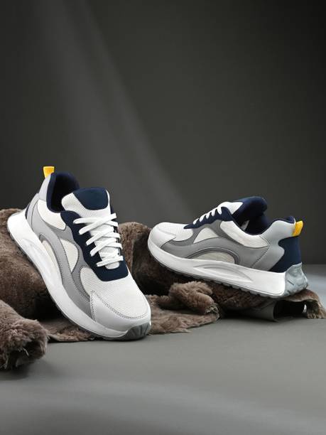 Trendy Casual Comfort, White & Grey Sneakers for Men, S...