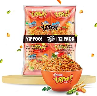 Sunfeast YiPPee! Magic Masala, Long, Non-Sticky Instant Noodles | With Real Vegetables 12 in 1 Pack | 720 gram/840g/ 871.2 (12 unit *72.6)(weight may